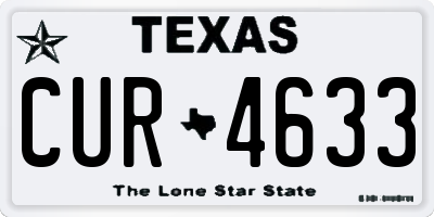 TX license plate CUR4633