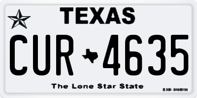 TX license plate CUR4635