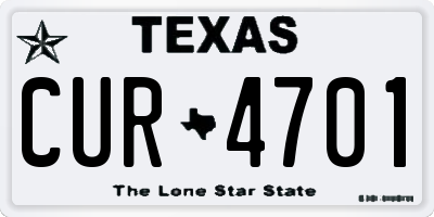 TX license plate CUR4701