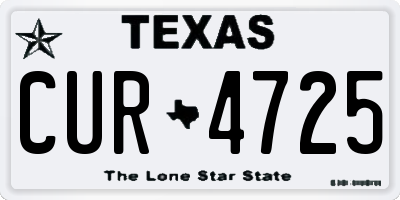 TX license plate CUR4725