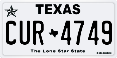 TX license plate CUR4749