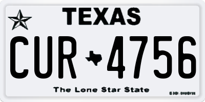 TX license plate CUR4756