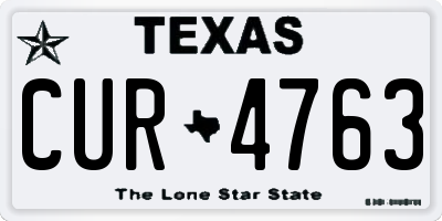 TX license plate CUR4763