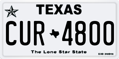 TX license plate CUR4800