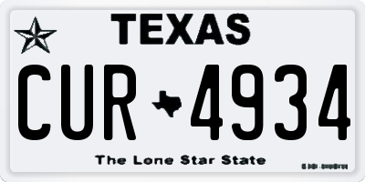 TX license plate CUR4934