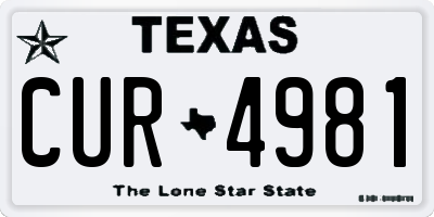 TX license plate CUR4981