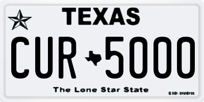 TX license plate CUR5000