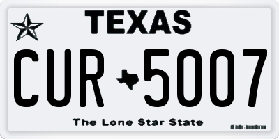 TX license plate CUR5007