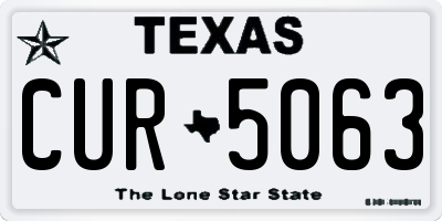 TX license plate CUR5063