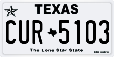 TX license plate CUR5103
