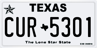 TX license plate CUR5301
