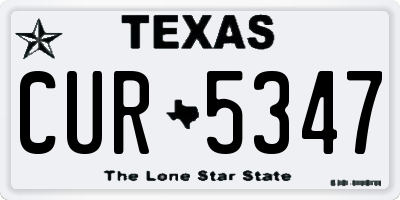 TX license plate CUR5347