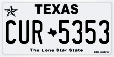 TX license plate CUR5353