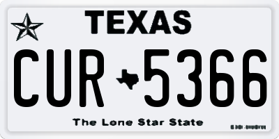 TX license plate CUR5366