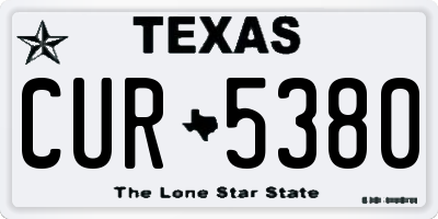 TX license plate CUR5380