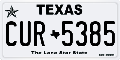 TX license plate CUR5385