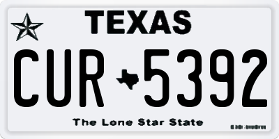 TX license plate CUR5392