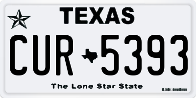 TX license plate CUR5393