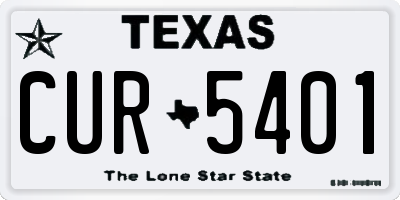 TX license plate CUR5401