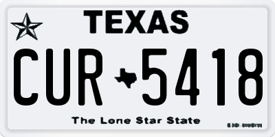 TX license plate CUR5418