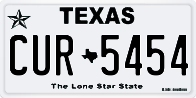 TX license plate CUR5454