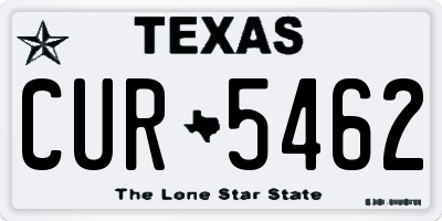TX license plate CUR5462