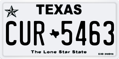 TX license plate CUR5463