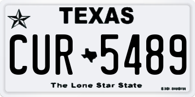 TX license plate CUR5489