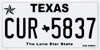 TX license plate CUR5837