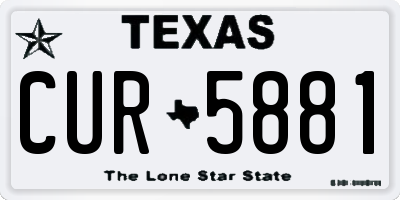 TX license plate CUR5881