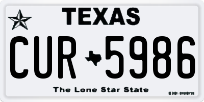 TX license plate CUR5986