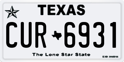 TX license plate CUR6931