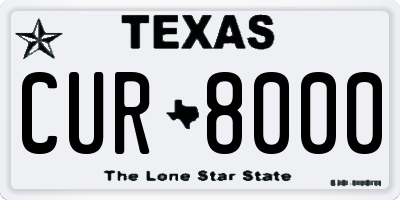 TX license plate CUR8000