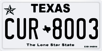 TX license plate CUR8003