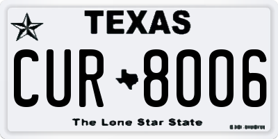 TX license plate CUR8006