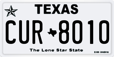 TX license plate CUR8010