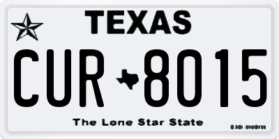 TX license plate CUR8015