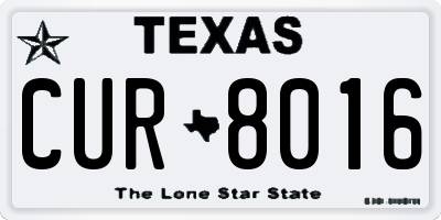 TX license plate CUR8016