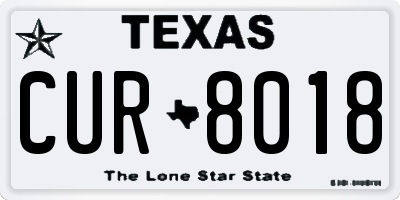 TX license plate CUR8018