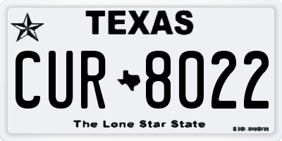 TX license plate CUR8022