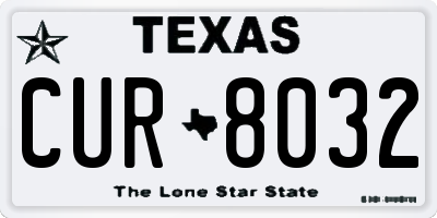 TX license plate CUR8032