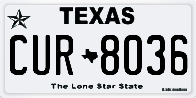 TX license plate CUR8036