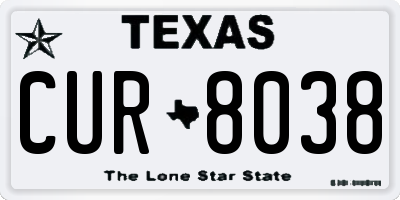 TX license plate CUR8038