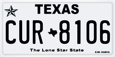 TX license plate CUR8106