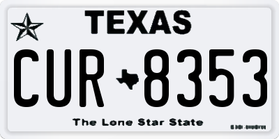 TX license plate CUR8353