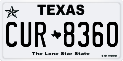TX license plate CUR8360