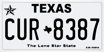 TX license plate CUR8387