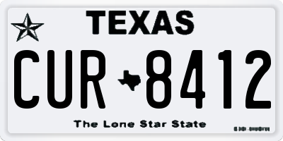TX license plate CUR8412