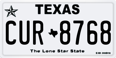 TX license plate CUR8768