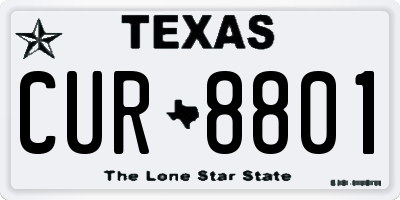 TX license plate CUR8801